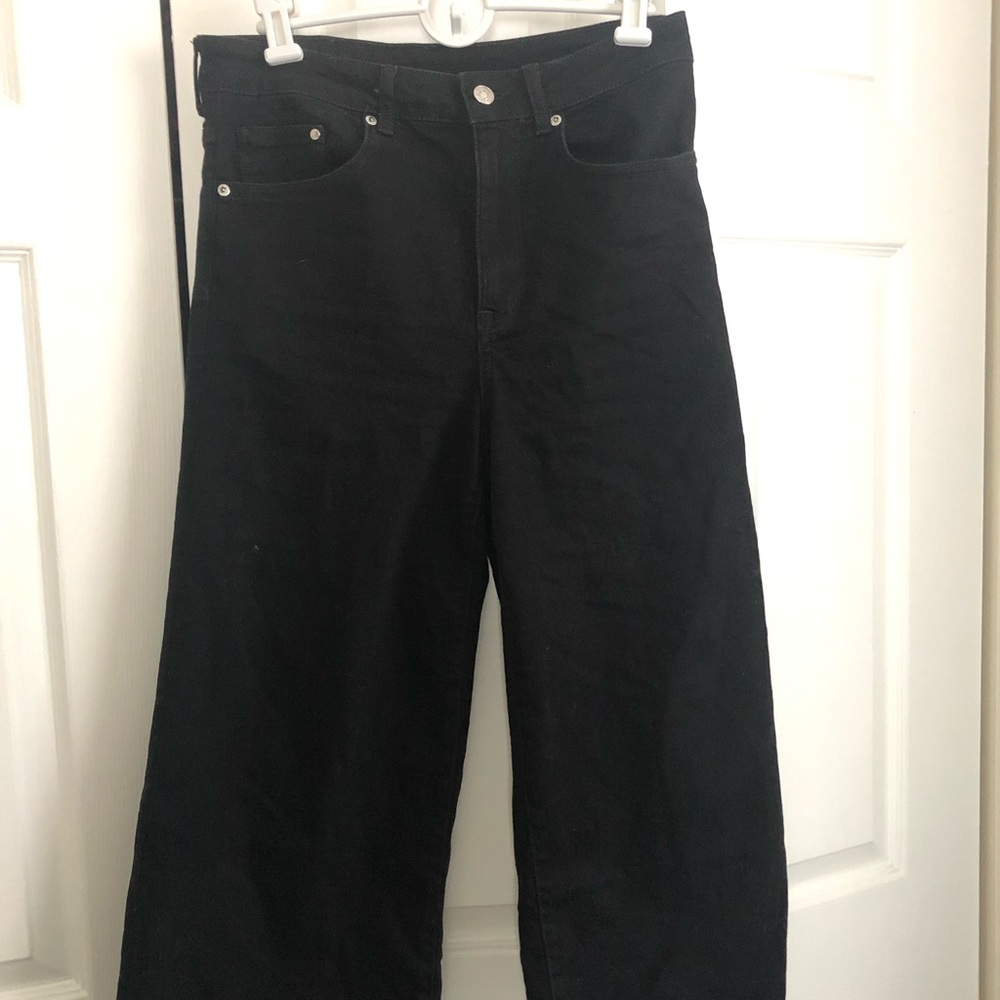 High Waisted Frayed Edge Culotte Jeans